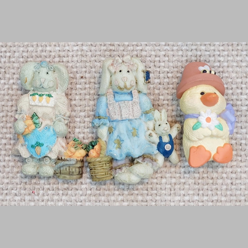 Vintage Easter Brooch Pin Lot Bunnies, Hallmark Duck